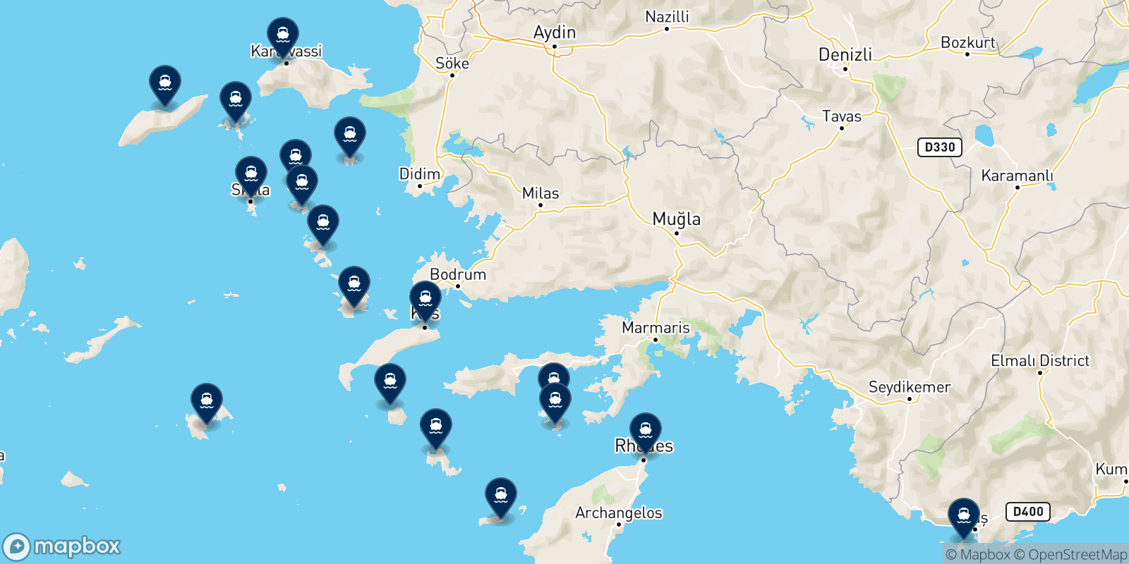 Dodekanisos Seaways destinations map