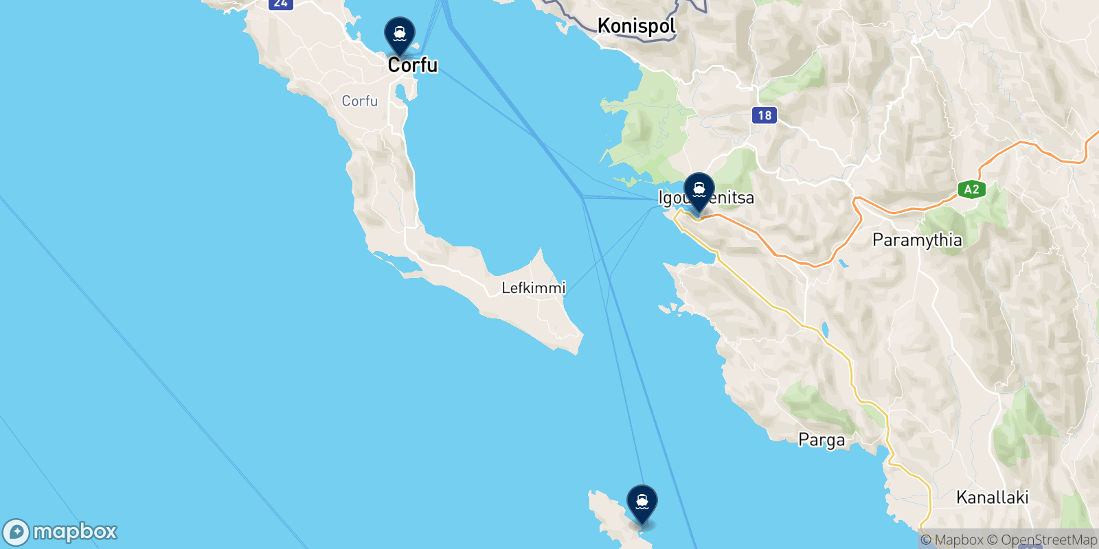 Kerkyra Seaways destinations map
