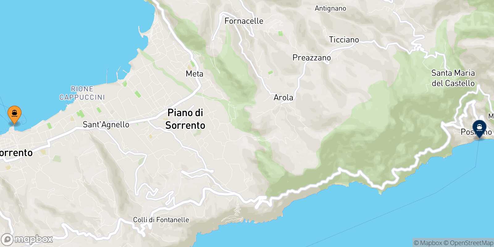 Castellammare Positano route map