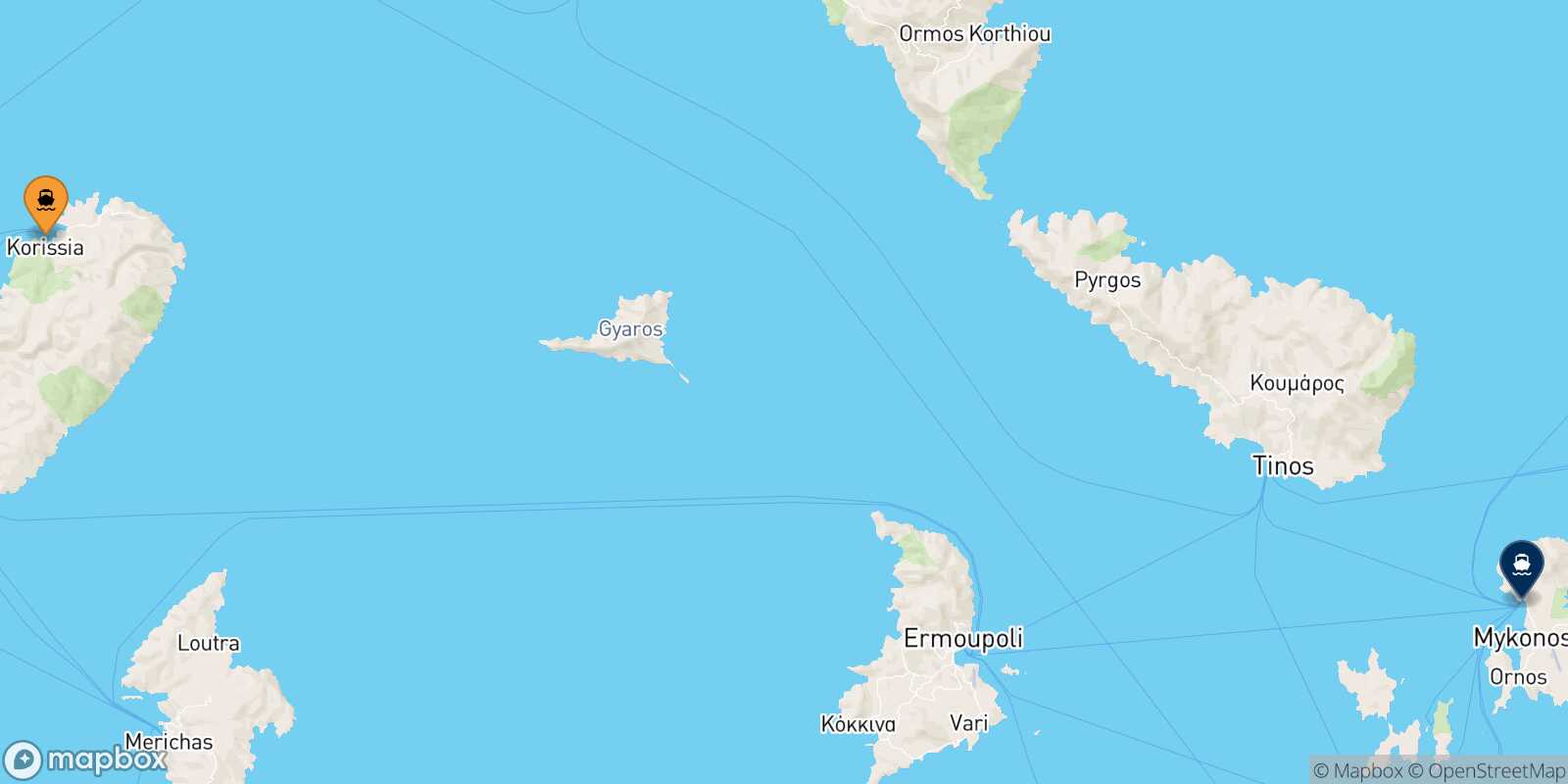 Kea Mykonos route map