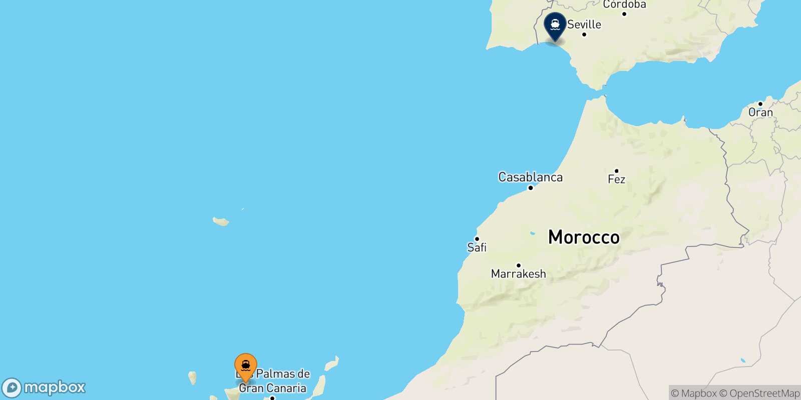 Santa Cruz De Tenerife Huelva route map