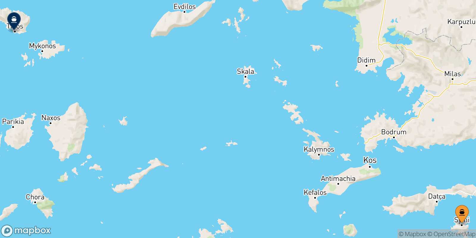 Symi Tinos route map
