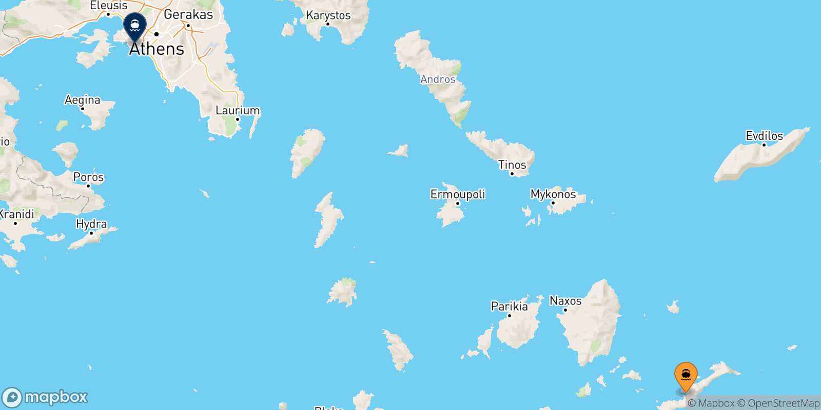 Katapola (Amorgos) Piraeus route map
