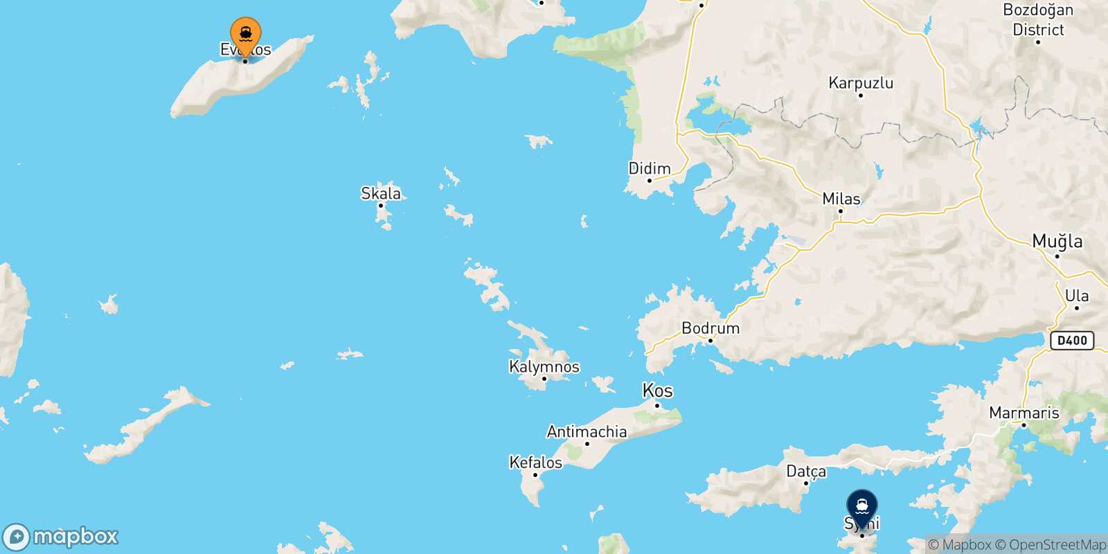 Agios Kirikos (Ikaria) Symi route map