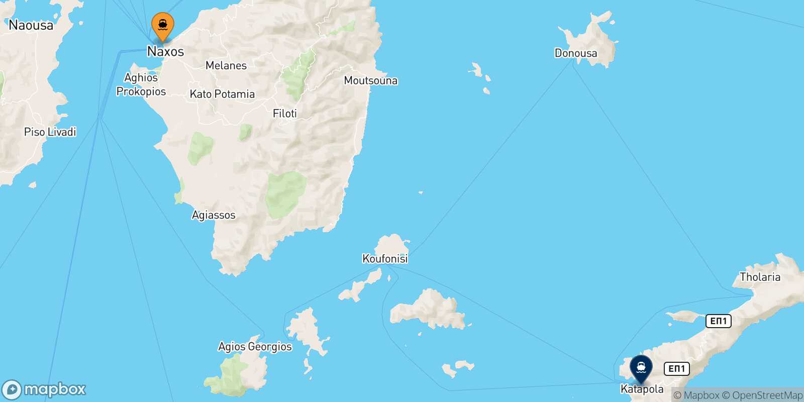 Naxos Katapola (Amorgos) route map