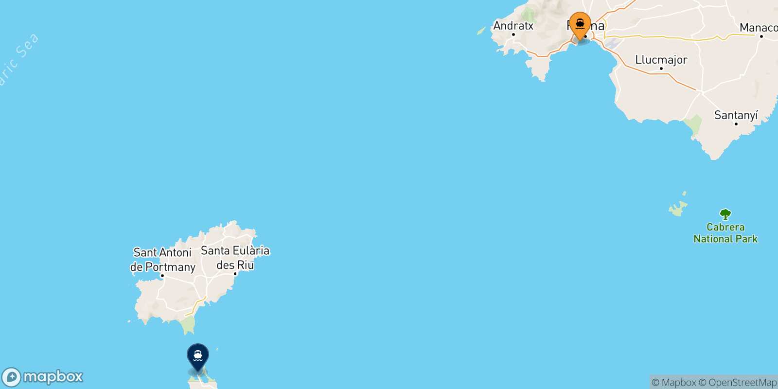 Palma Formentera route map