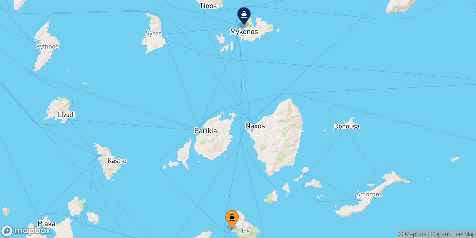 Ios Mykonos route map