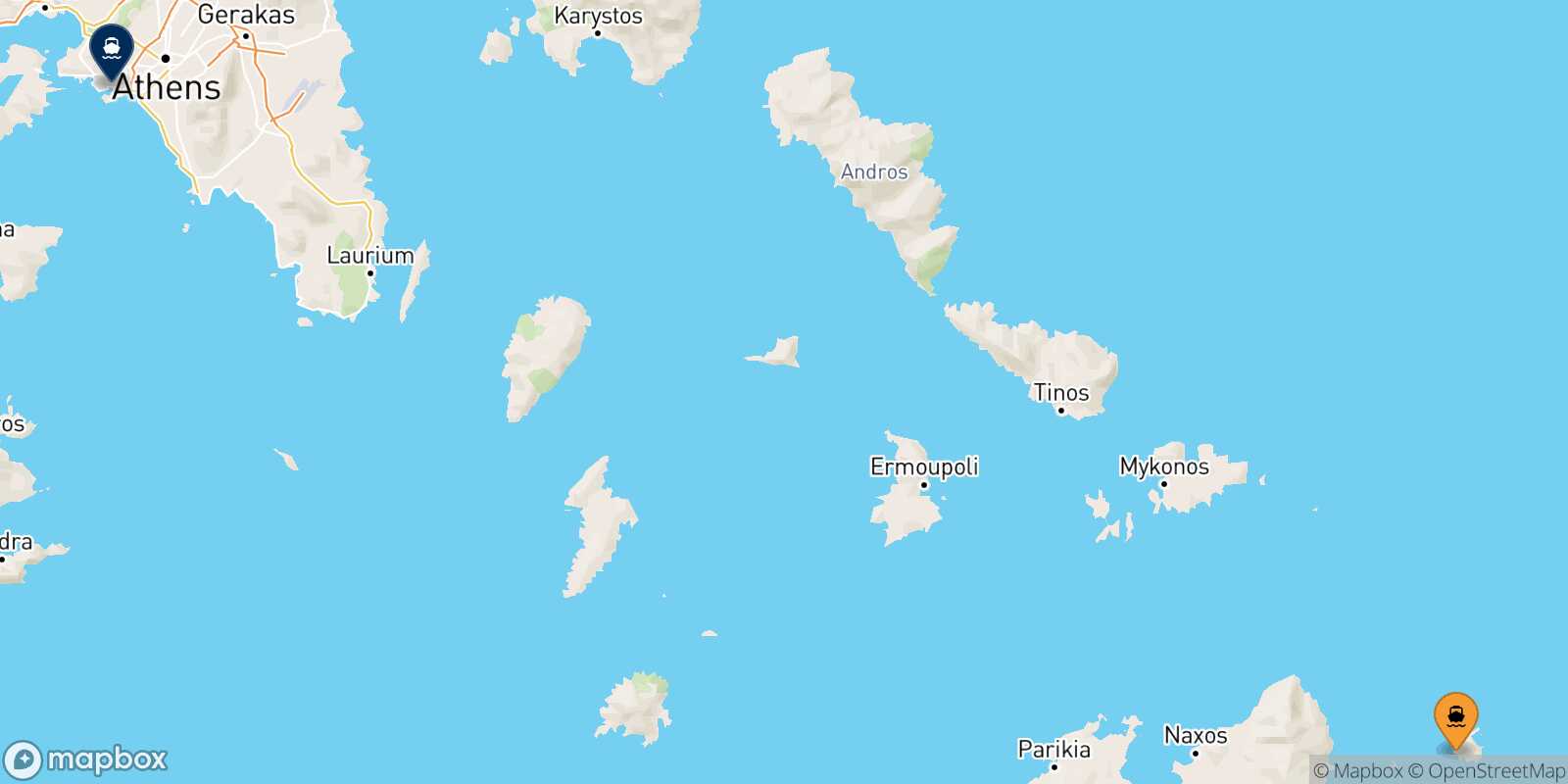 Donoussa Piraeus route map
