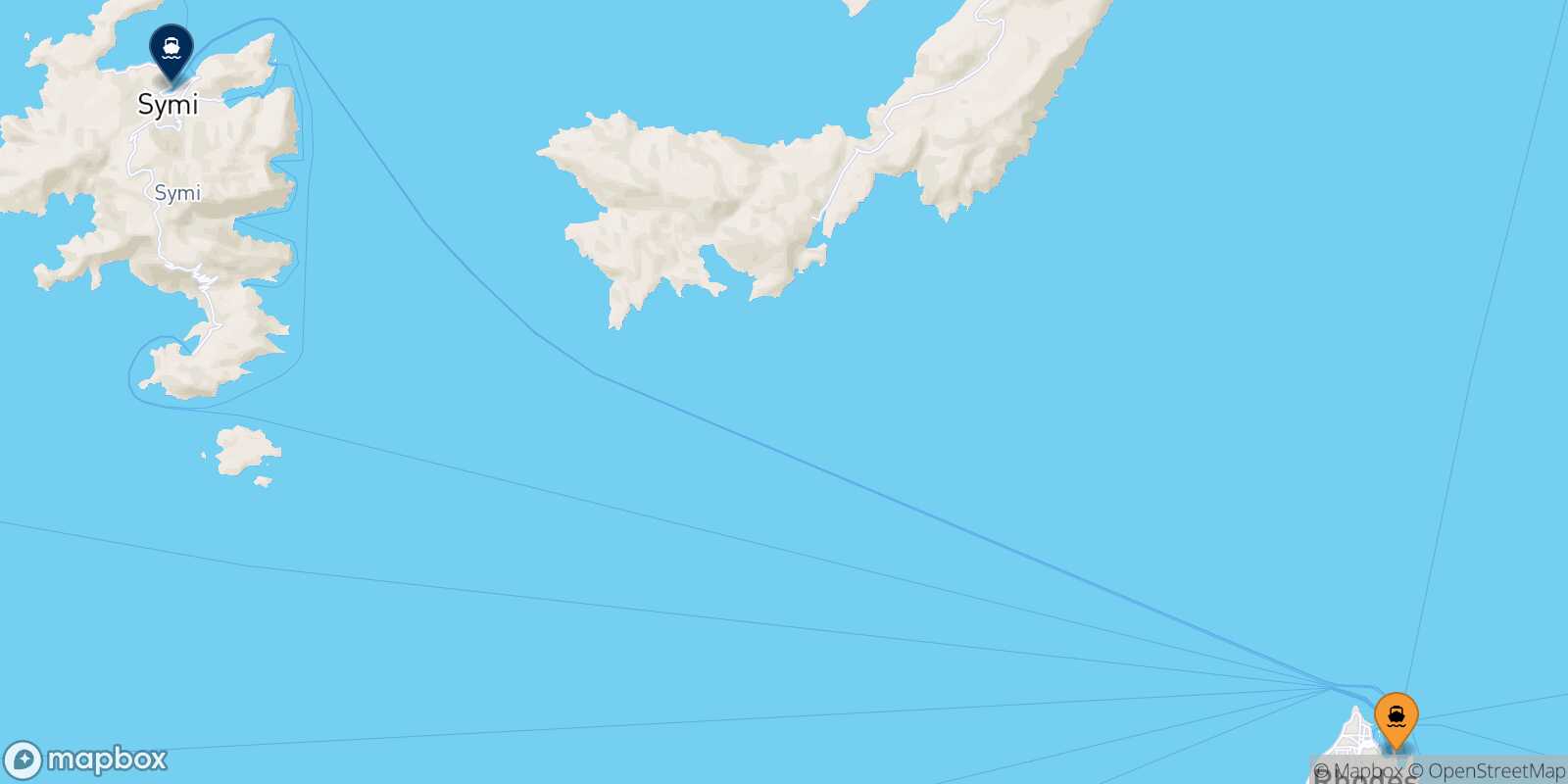 Rhodes Symi route map