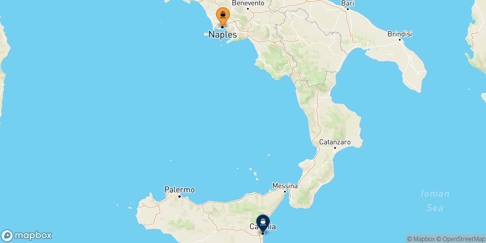 Naples Catania route map