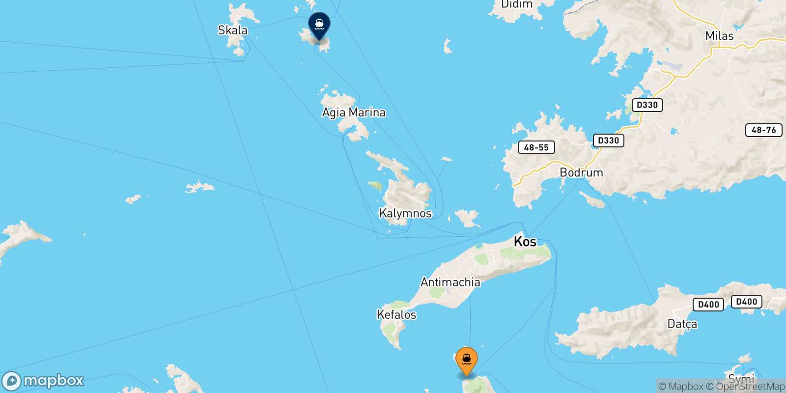 Nisyros Lipsi route map
