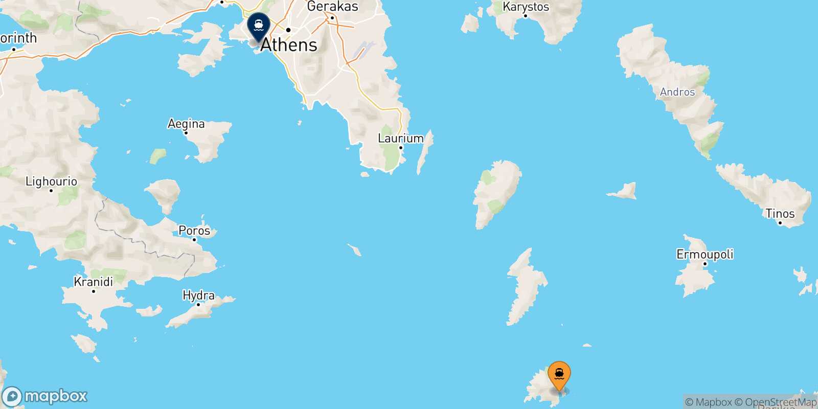 Serifos Piraeus route map
