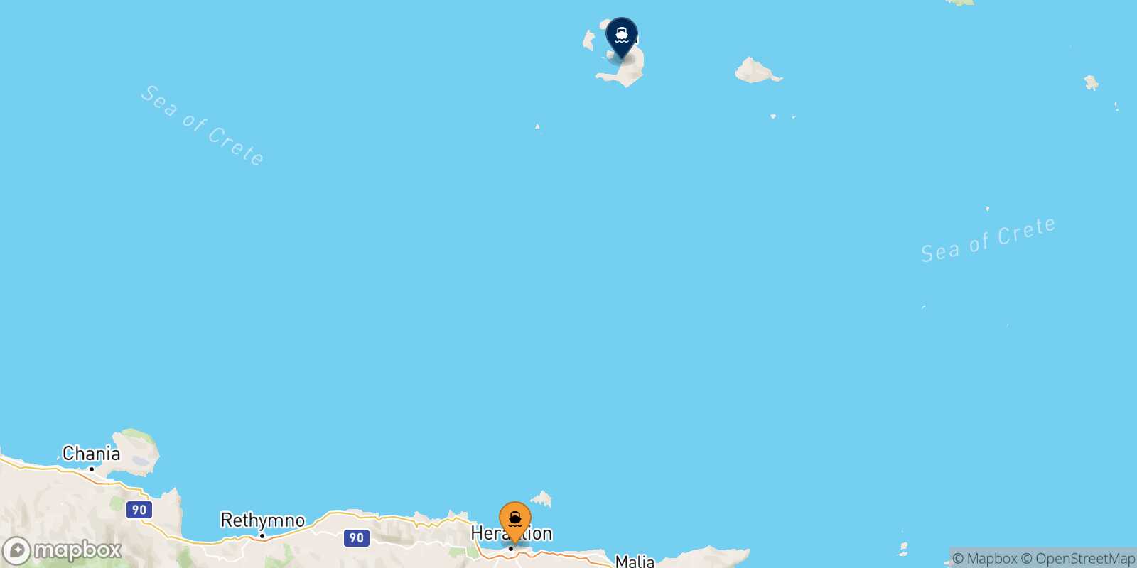 Heraklion Thira (Santorini) route map