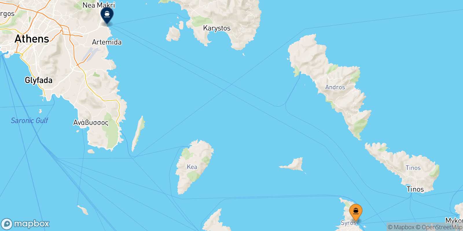 Syros Rafina route map