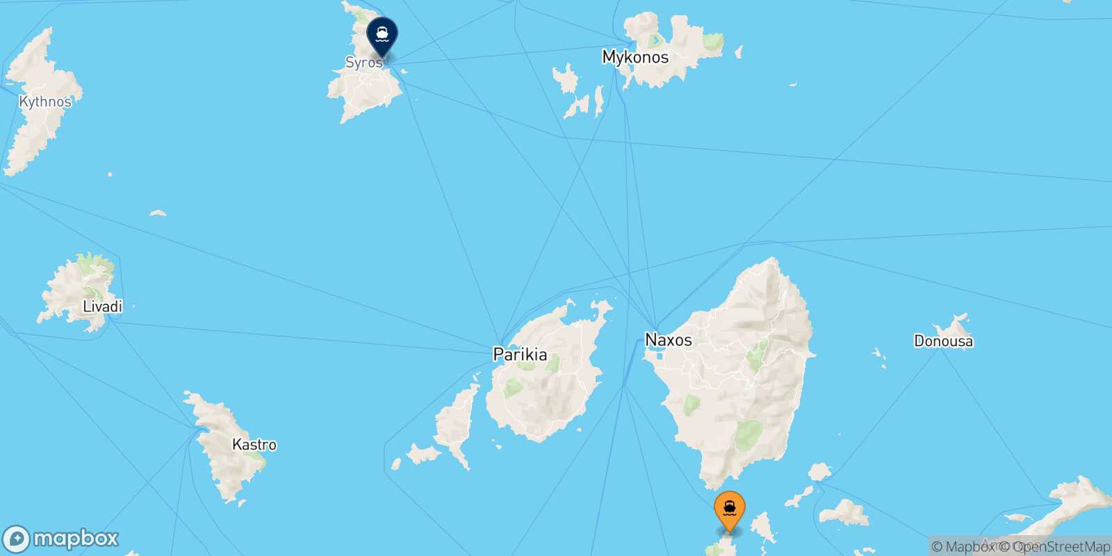 Iraklia Syros route map