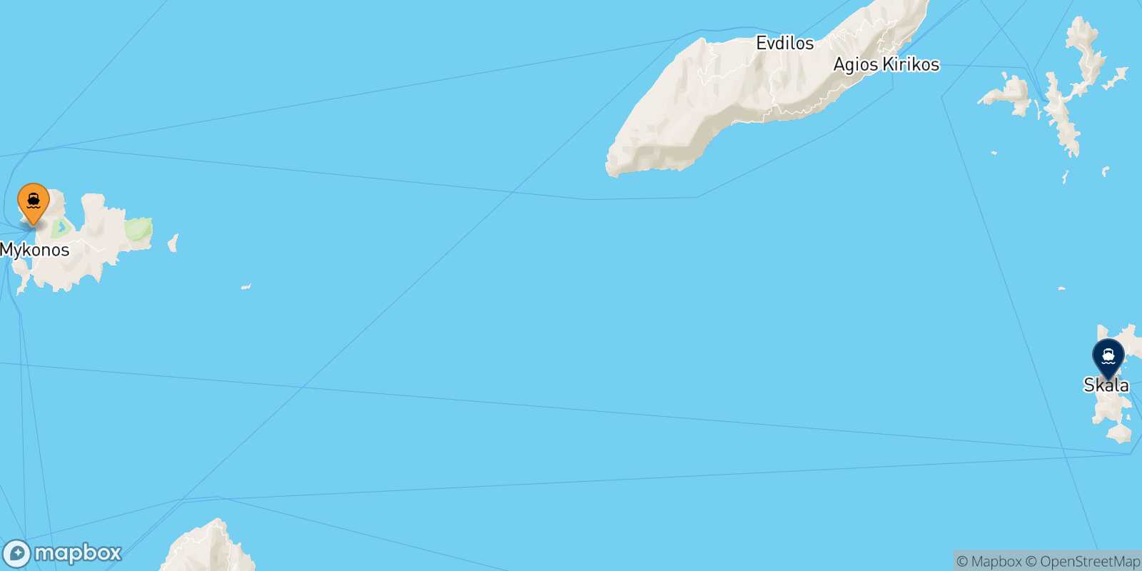 Mykonos Patmos route map