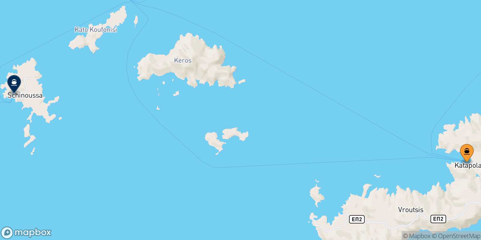 Katapola (Amorgos) Schinoussa route map