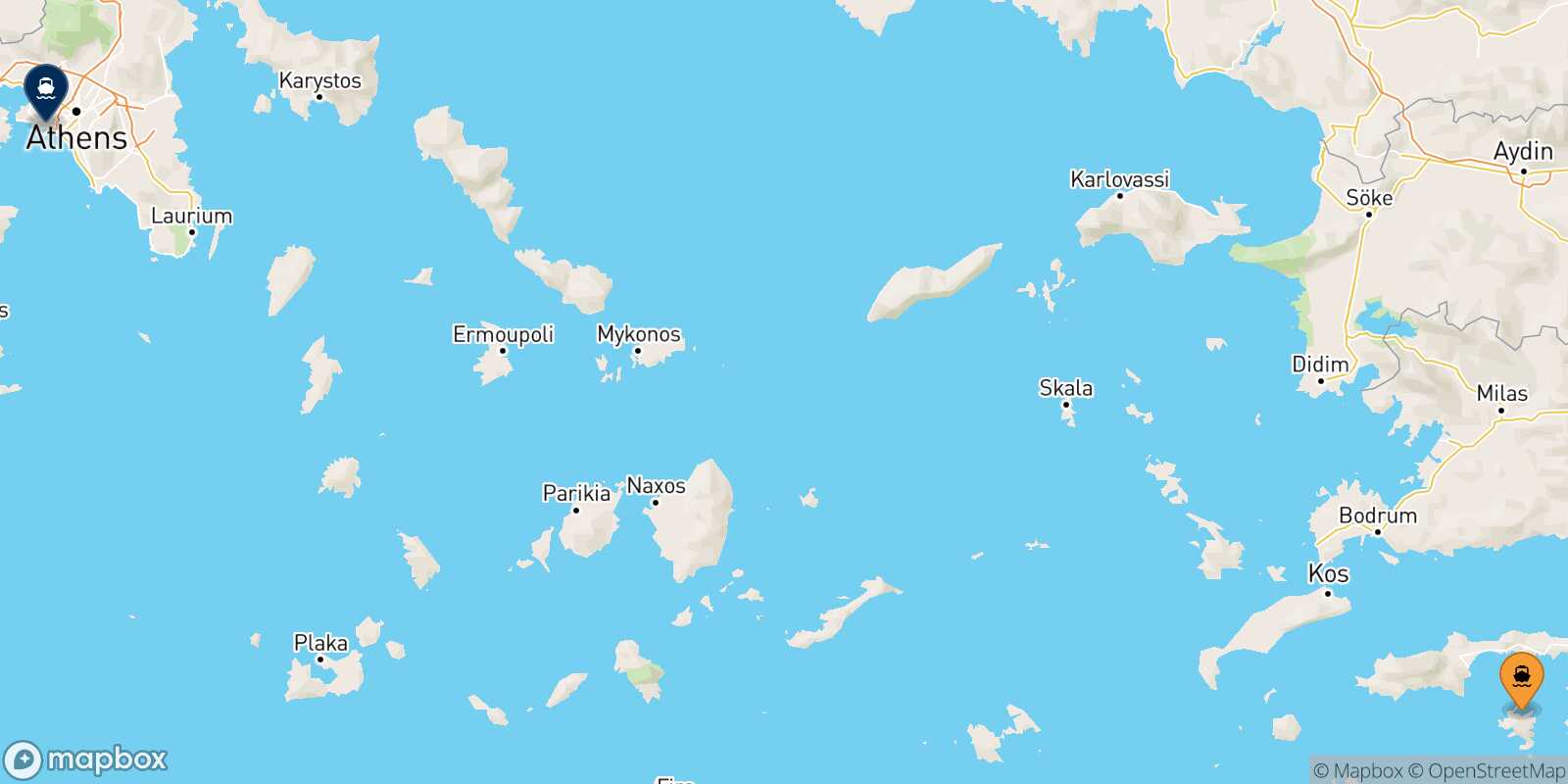 Symi Piraeus route map