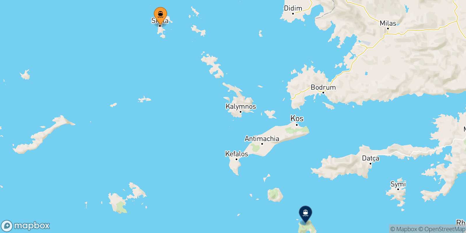 Patmos Tilos route map