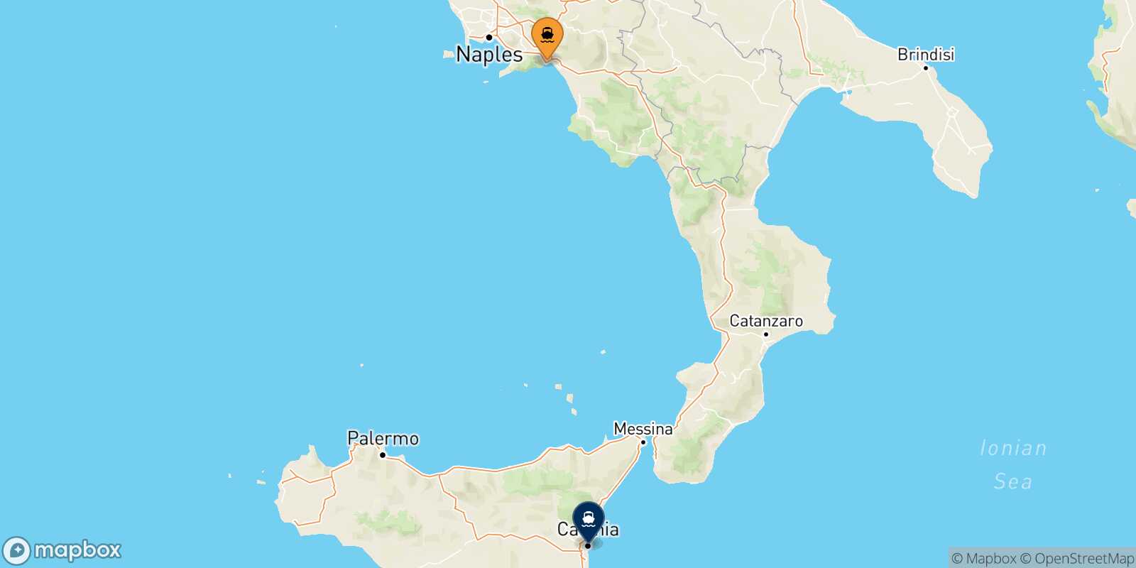 Salerno Catania route map