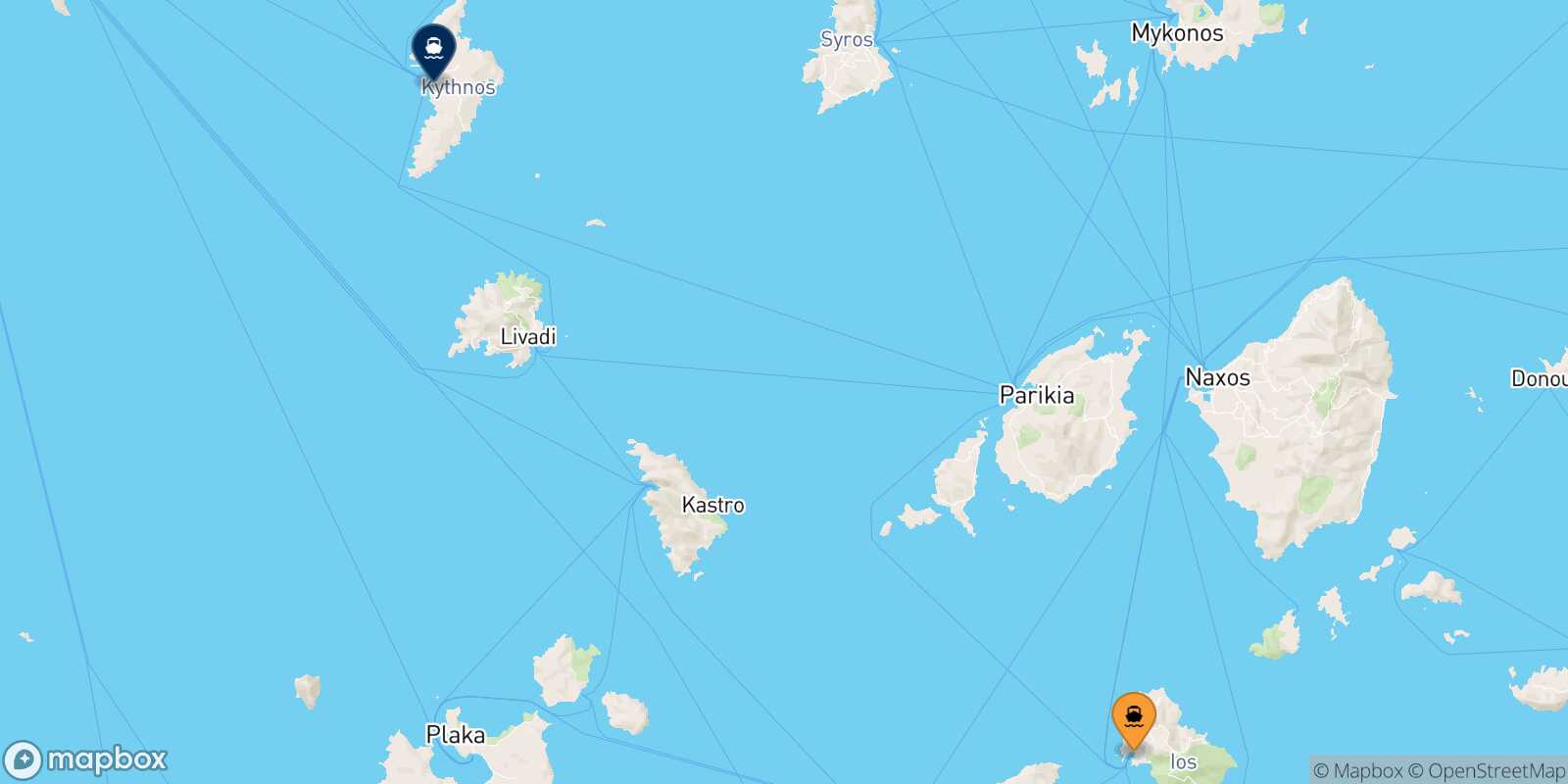 Ios Kythnos route map