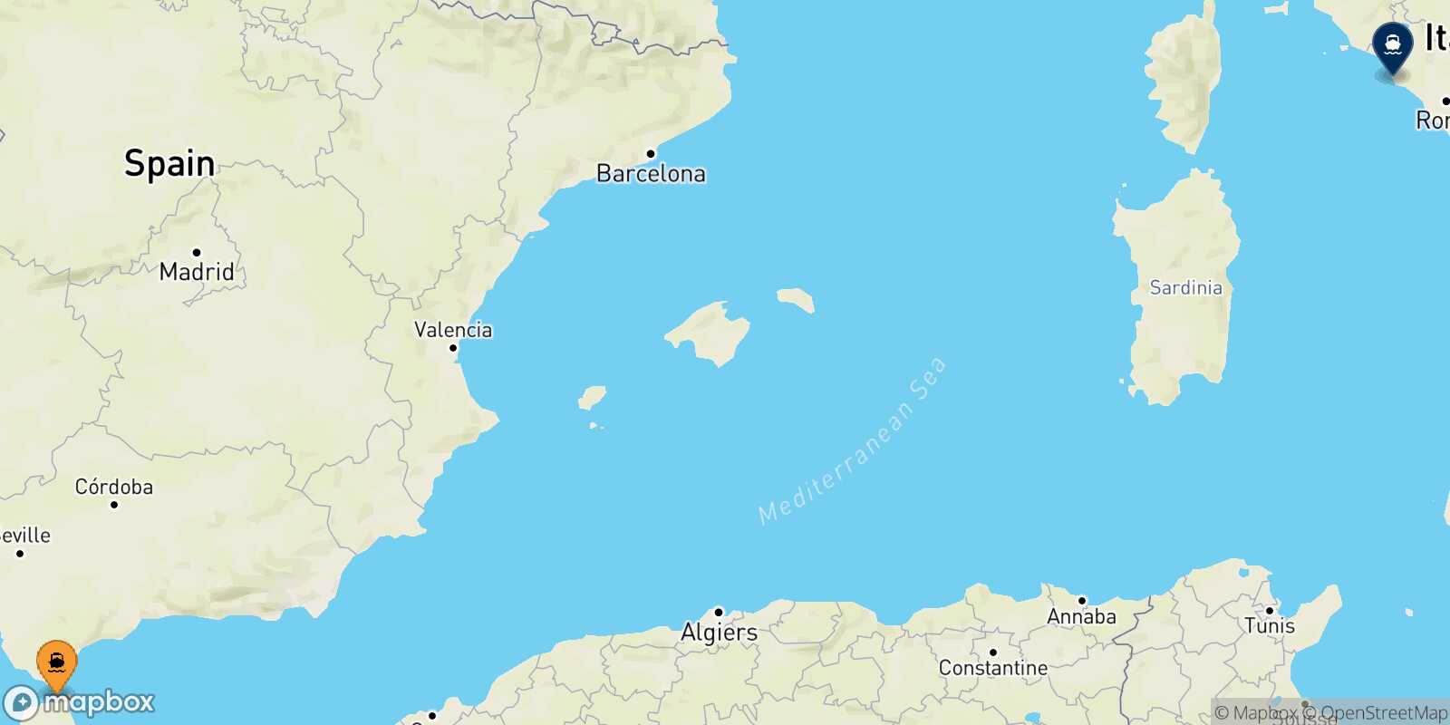 Tangier Med Civitavecchia route map