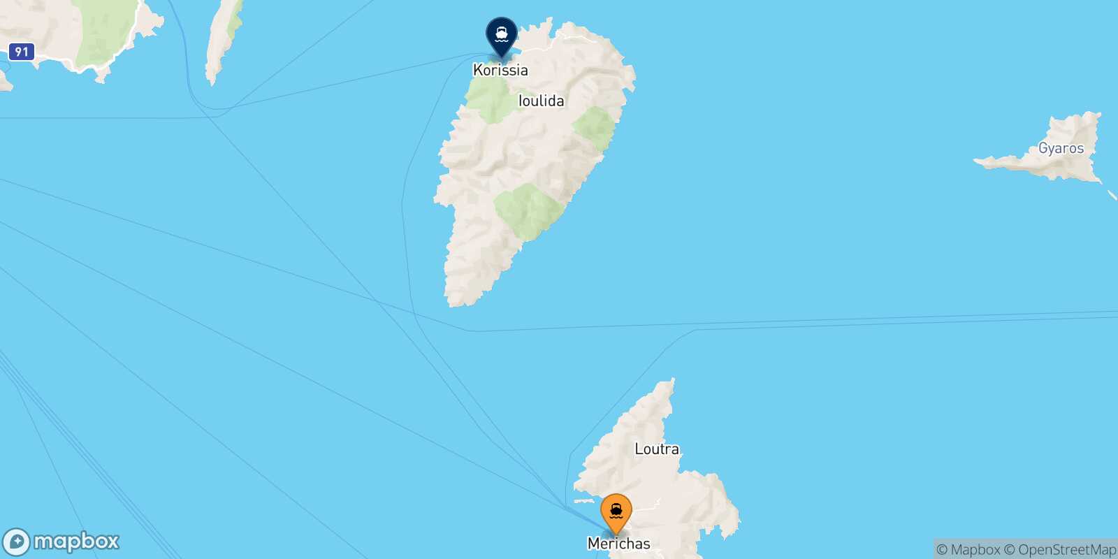 Kythnos Kea route map