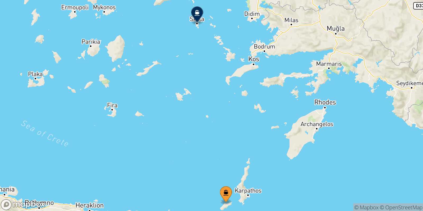 Kasos Patmos route map