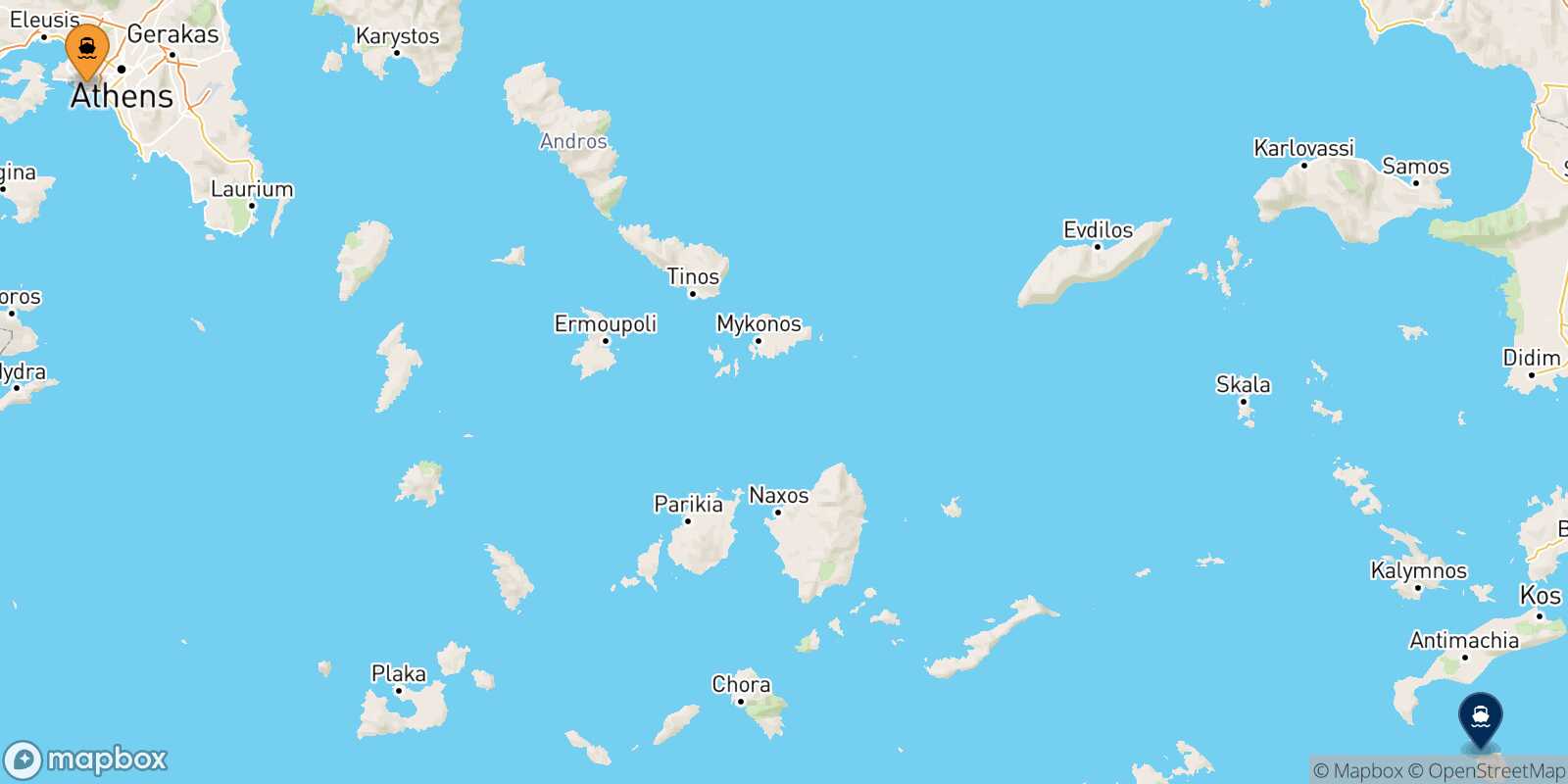 Piraeus Nisyros route map