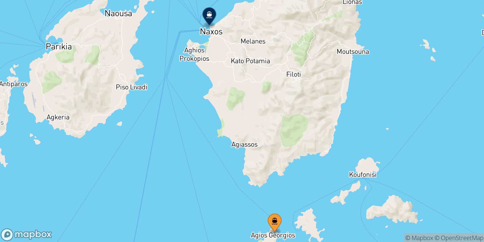 Iraklia Naxos route map
