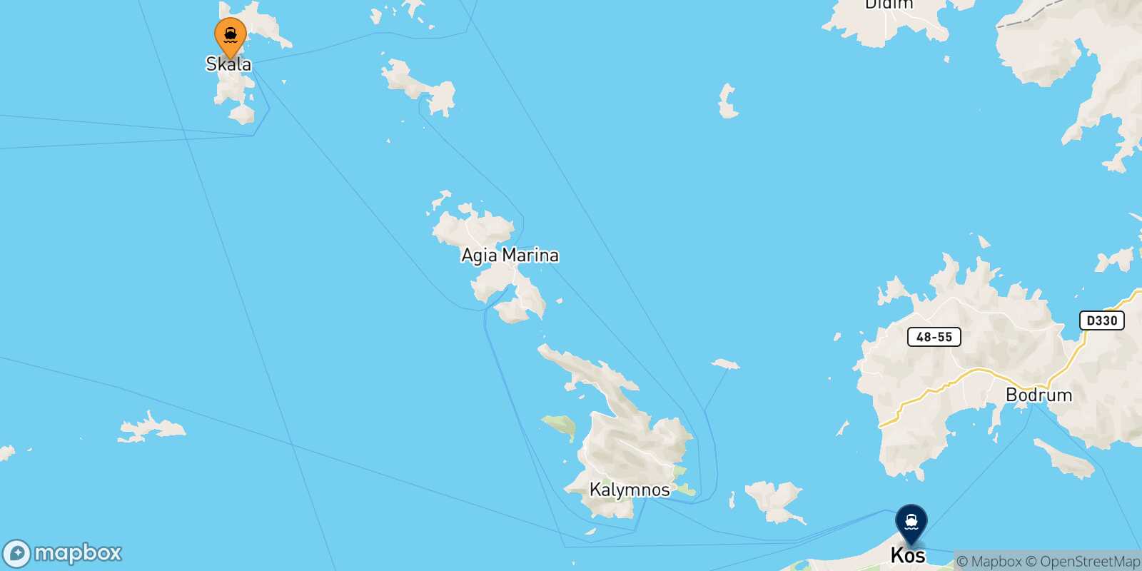 Patmos Kos route map