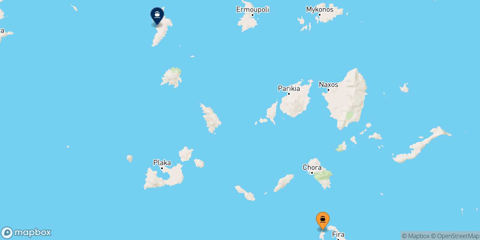 Thirassia Kythnos route map