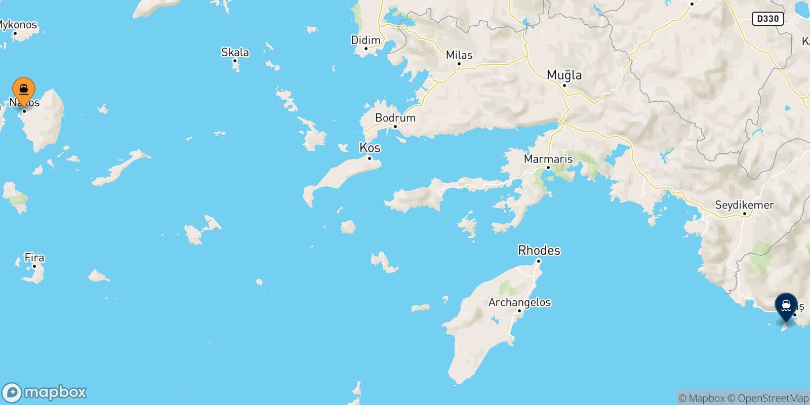Naxos Kastelorizo route map