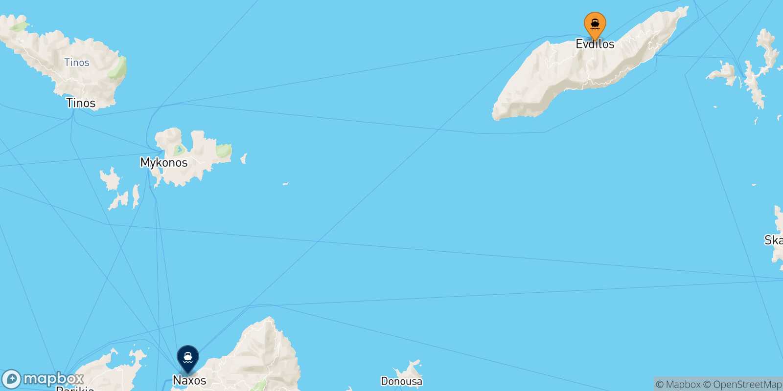 Agios Kirikos (Ikaria) Naxos route map