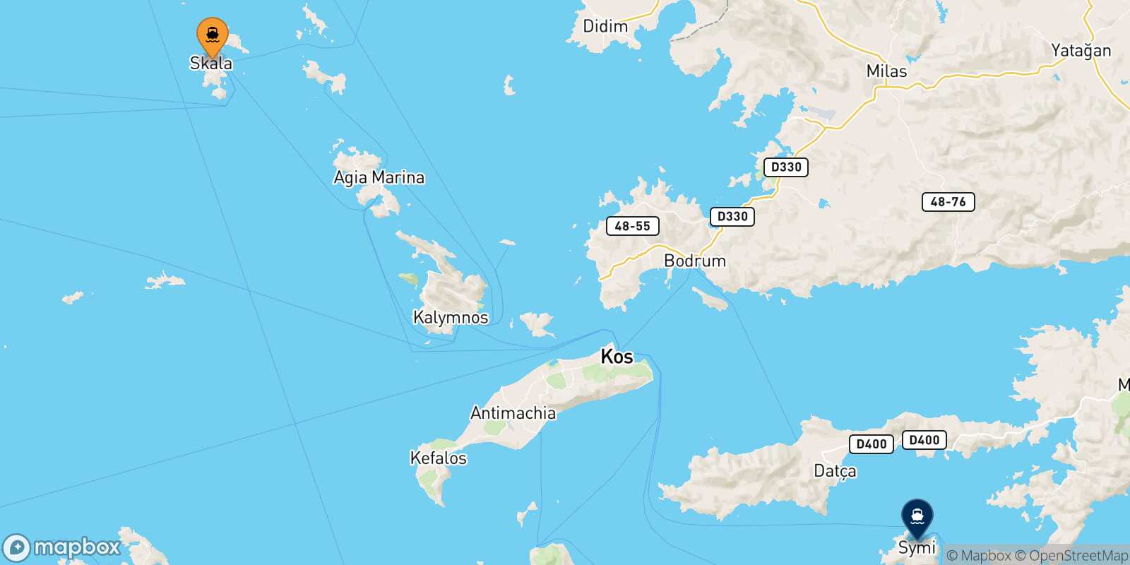Patmos Symi route map