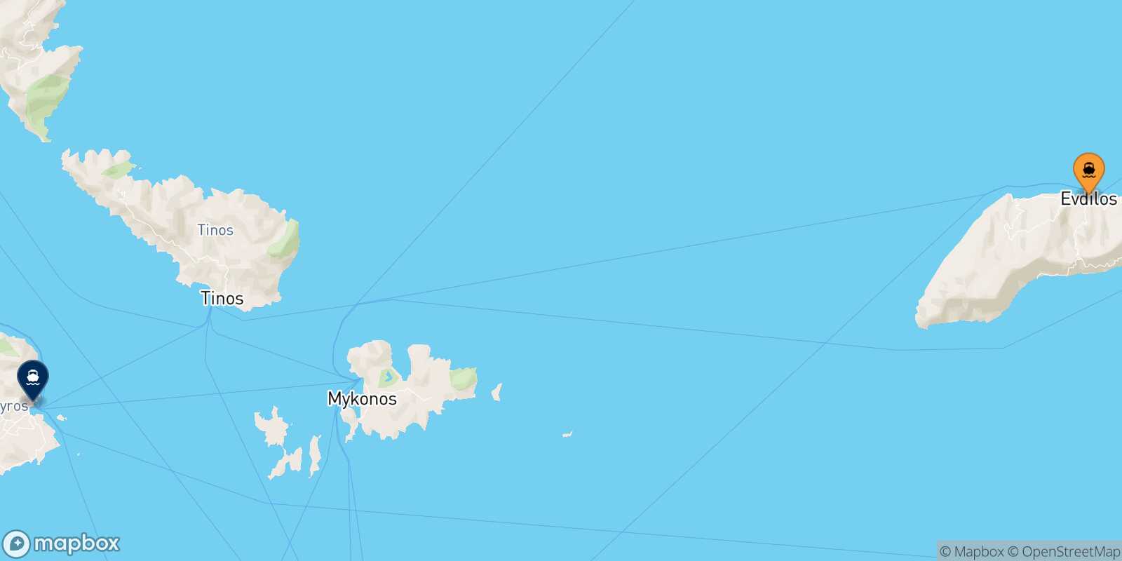 Agios Kirikos (Ikaria) Syros route map