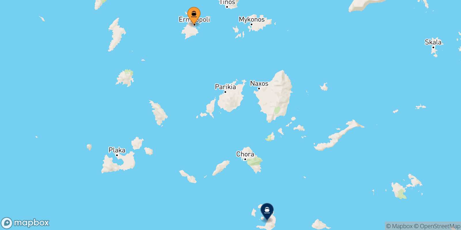 Syros Thira (Santorini) route map