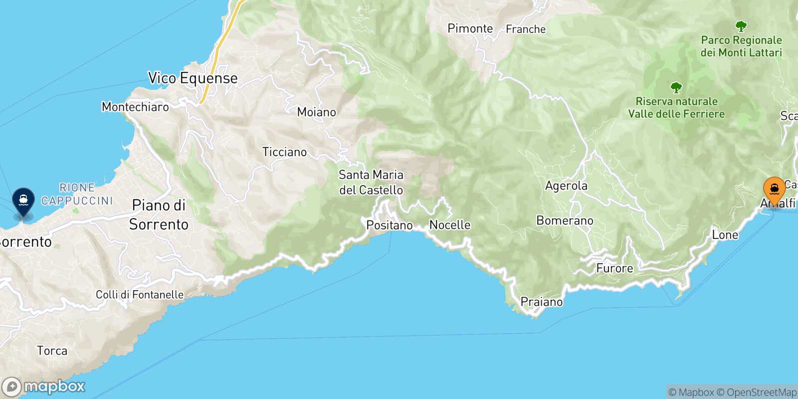Amalfi Sorrento route map