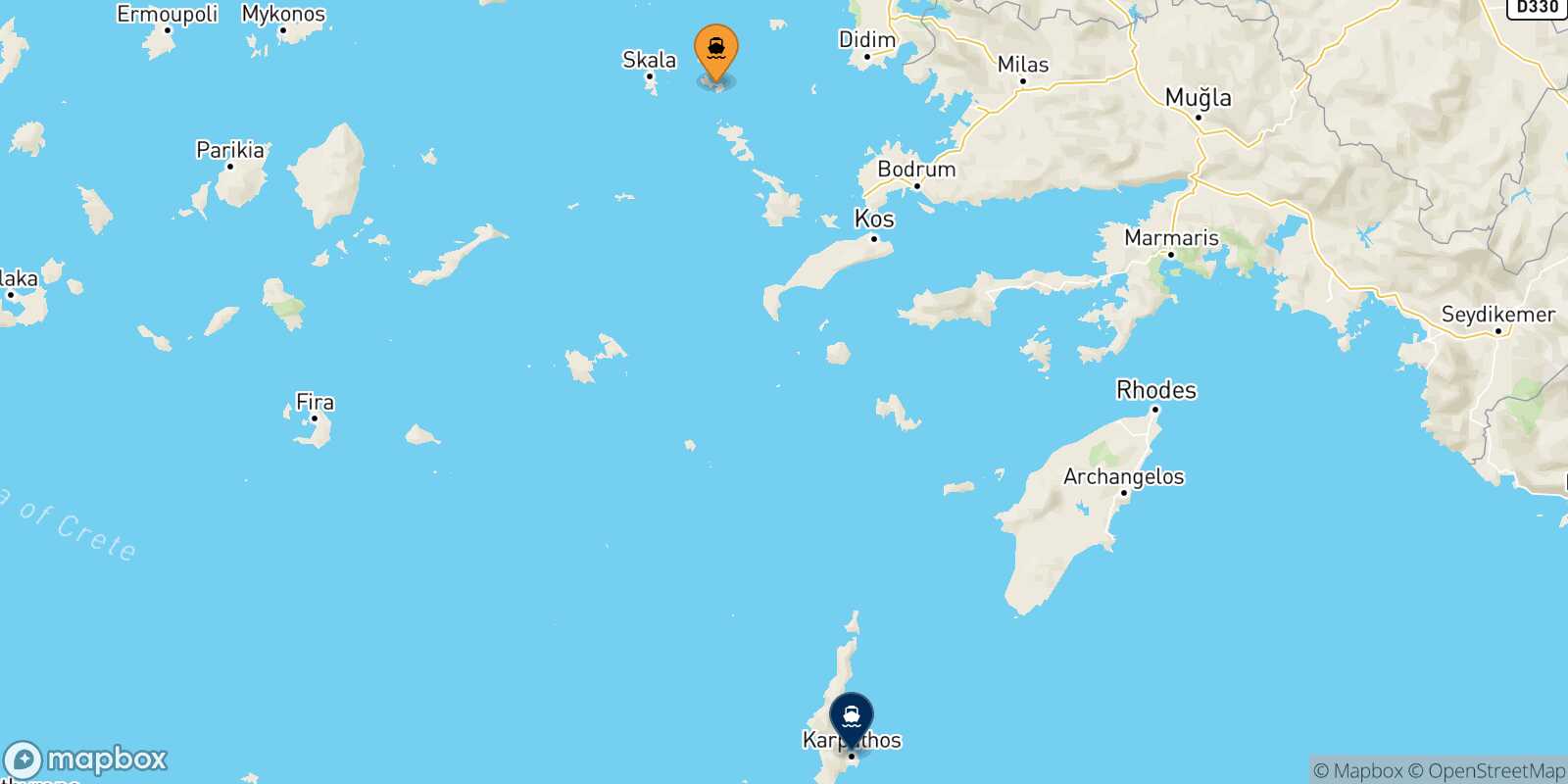 Lipsi Karpathos route map
