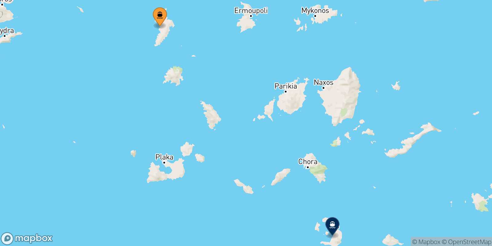 Kythnos Thira (Santorini) route map