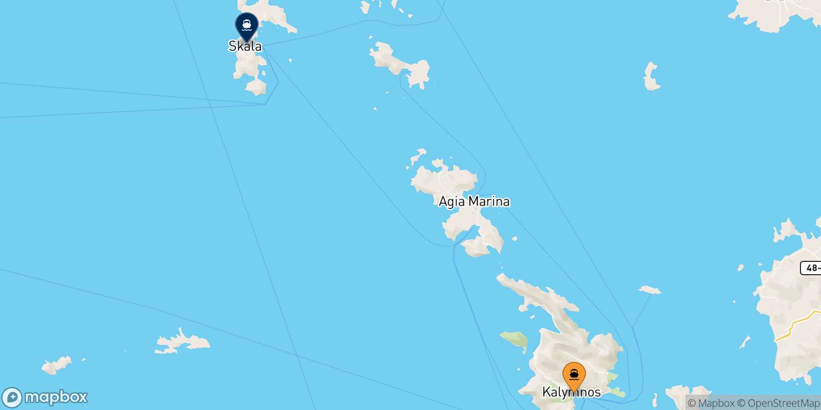Kalymnos Patmos route map