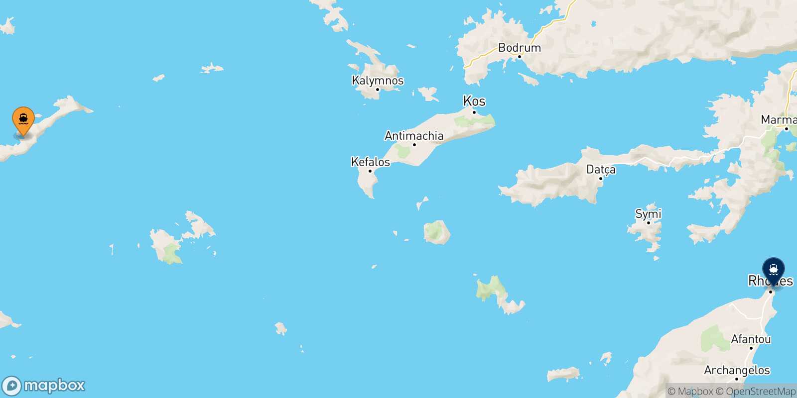 Katapola (Amorgos) Rhodes route map