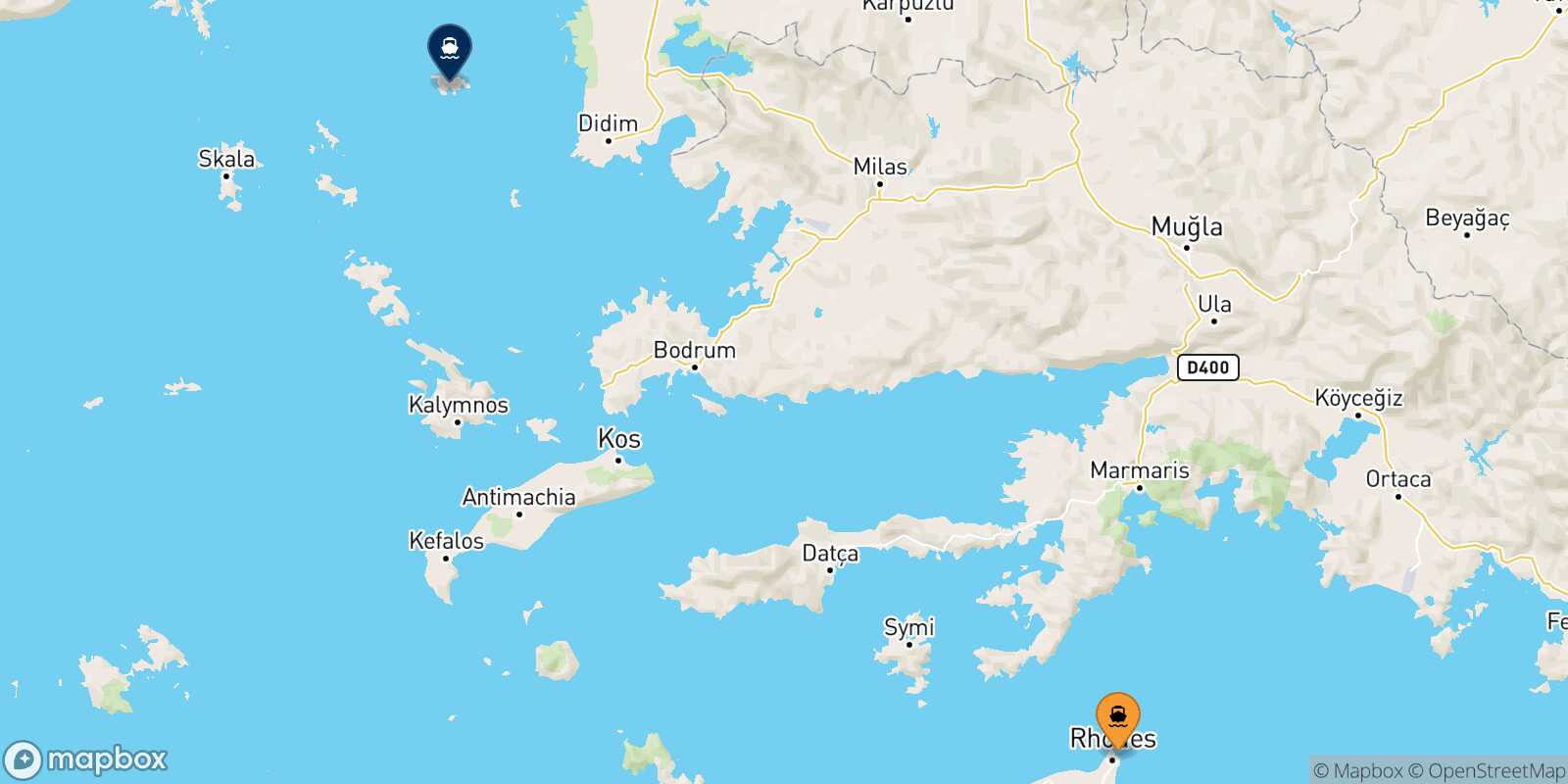 Rhodes Agathonisi route map