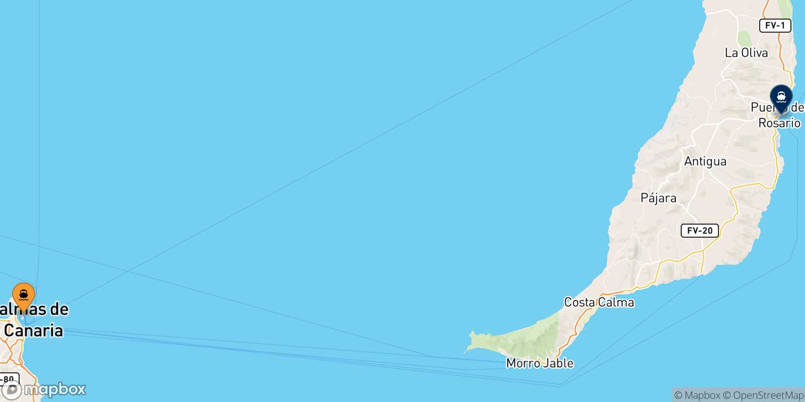 Las Palmas De Gran Canaria Puerto Del Rosario (Fuerteventura) route map