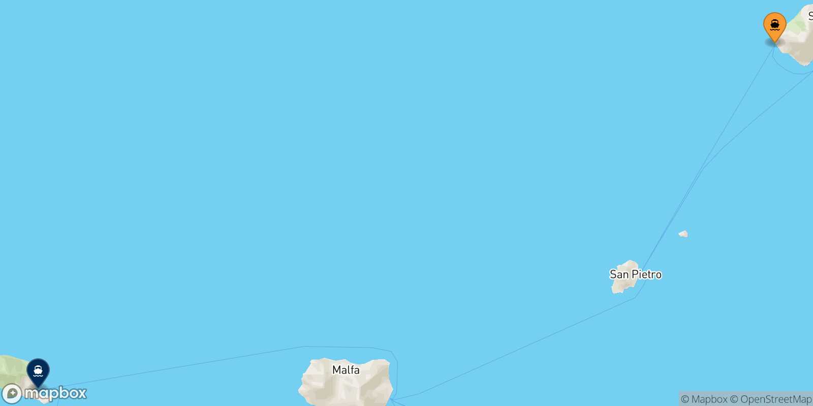 Ginostra (Stromboli) Filicudi route map