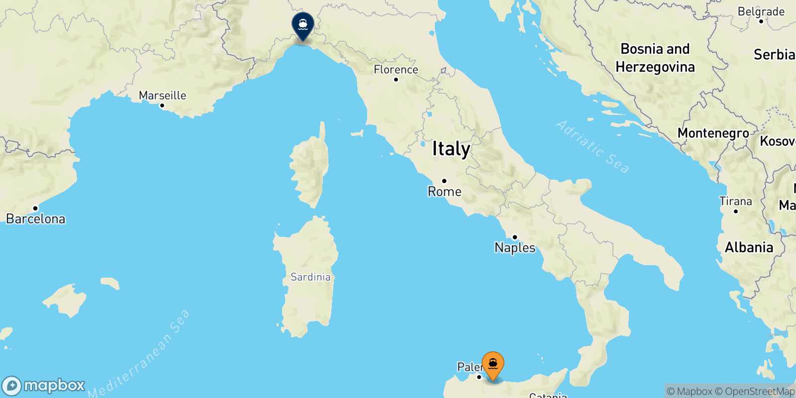 Termini Imerese Genoa route map