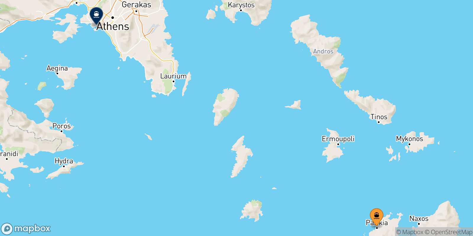 Paros Piraeus route map