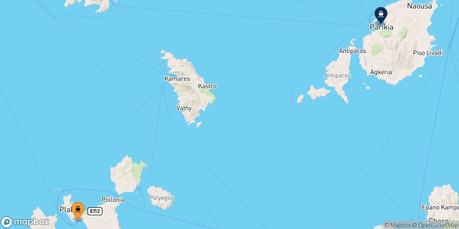 Milos Paros route map