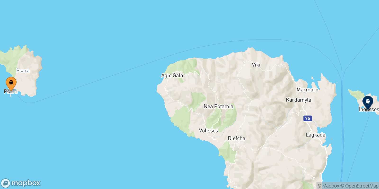 Psara Inousses route map