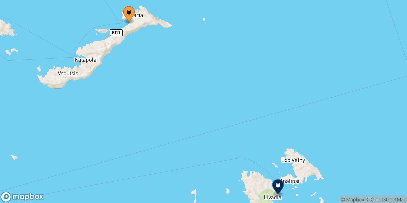 Aegiali (Amorgos) Astypalea route map